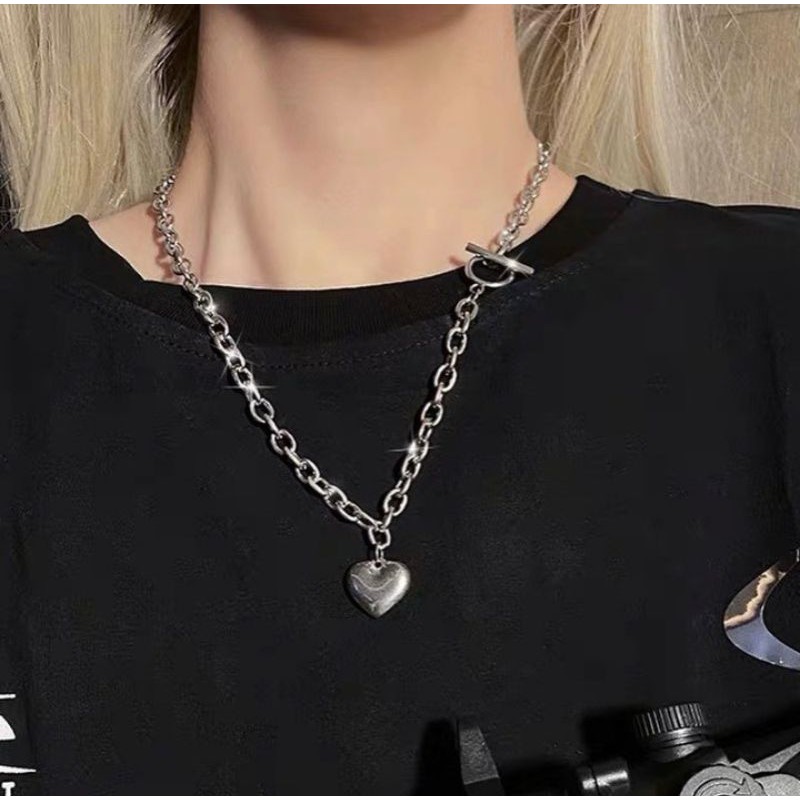 Vòng cổ trái tim khóa OT chất THÉP KHÔNG GỈ
