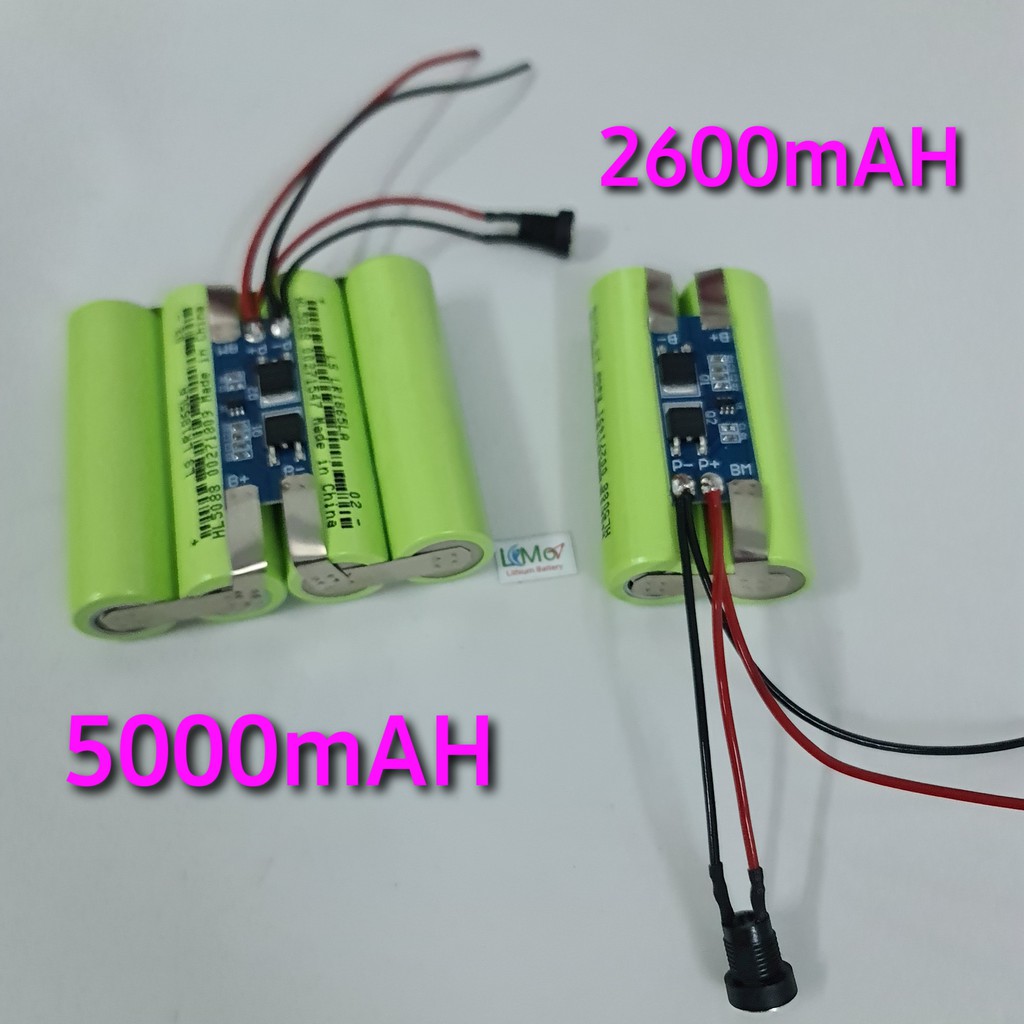 Pin 2S 7.4V 5000mAH - 20A. (7.2V Cạn - 8.4V Đầy). Đóng từ 4 cell pin Lithium 18650 Mới và có mạch bảo vệ 2S - LIMO