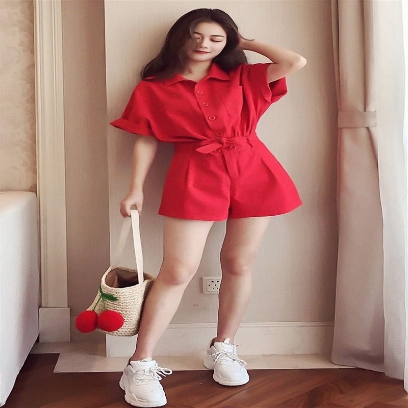 Set Áo Sơ Mi Ngắn Tay Và Quần Short Denim Ống Rộng Thời Trang Dành Cho Nữ | BigBuy360 - bigbuy360.vn