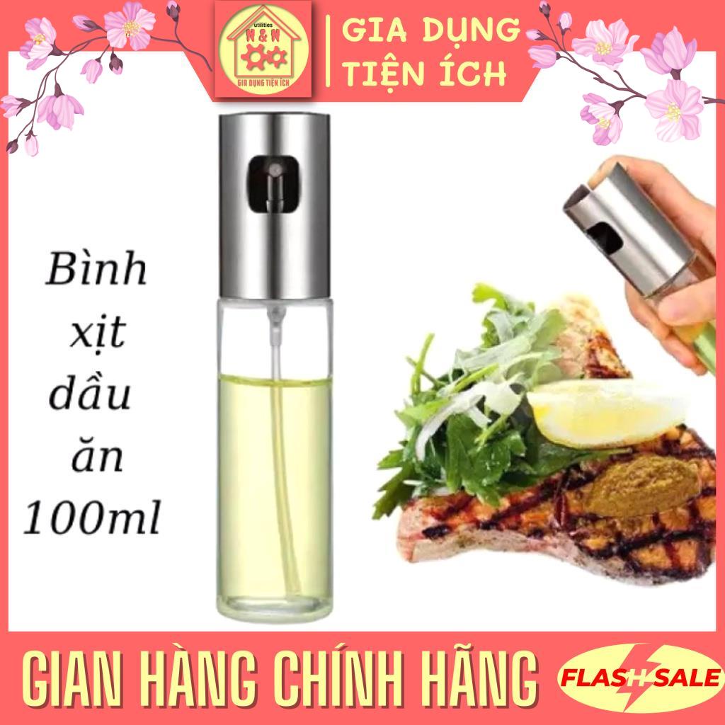 Bình xịt dầu ăn phun sương cho nồi chiên không dầu chai thủy tinh cao cấp 100ml N&N
