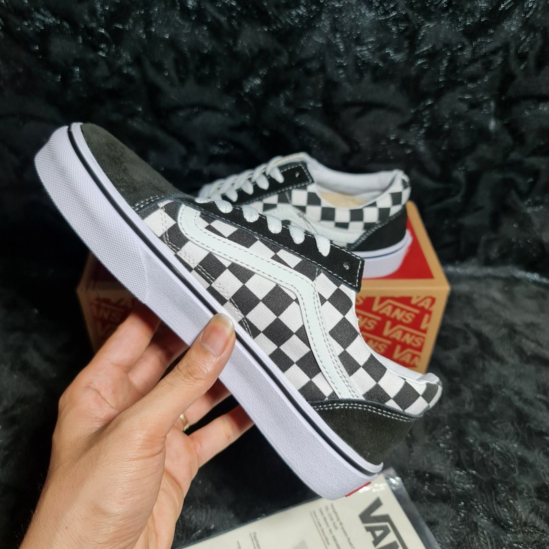 Giày Vans Caro Nam Nữ Đen Trắng Old Skool Checkerboard Black White