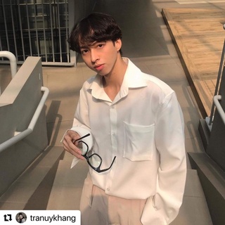 Áo sơ mi trắng basic tay dài unisex