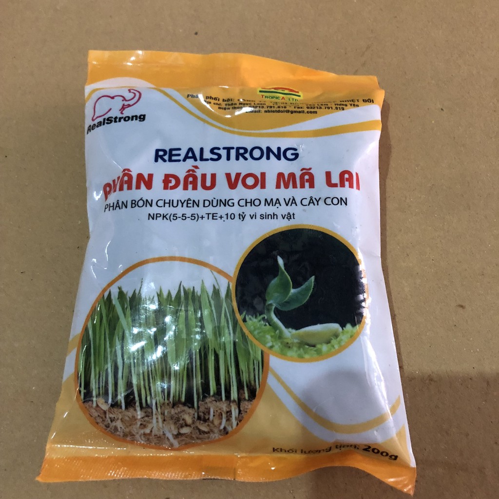 Phân đầu voi mã lai Phân hữu cơ chuyên dùng cho cỏ lúa mì và cây con gói 200g