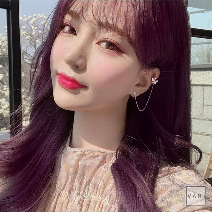 ( 1 Chiếc ) Kẹp Vành Tai Hình Bướm Nhỏ Phối Xích Đính Đá Mẫu 2 - Vani Store