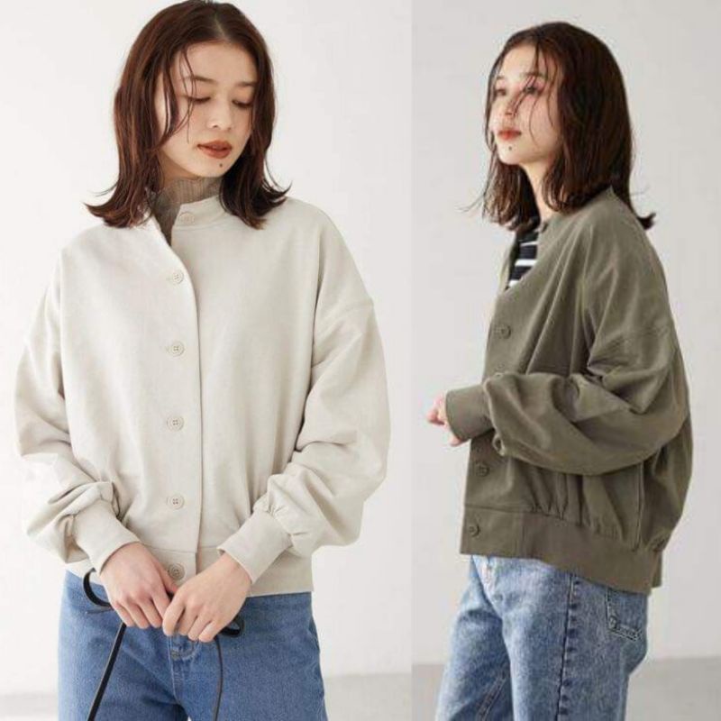Áo khoác thun bomber gài nút xuất Nhật