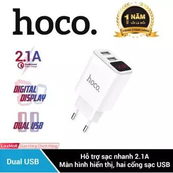 Củ sạc Hoco 2 cổng hỗ trợ sạc nhanh -Đèn Led hiển thị - C63A- Hàng chính hãng [BH 1 ĐỔI 1 ]