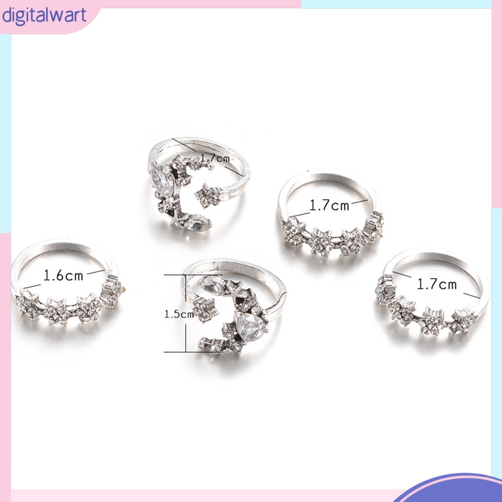 Set 5 nhẫn đốt ngón tay đính đá thời trang nữ