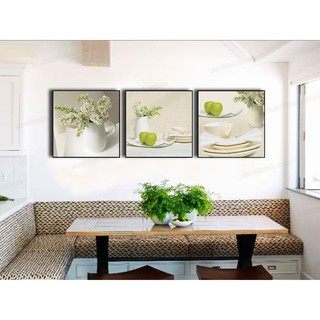 [ Tuyệt Đẹp ] Bộ Tranh Treo Tường Canvas Ba Bức HOA QUẢ Treo Phòng Bếp