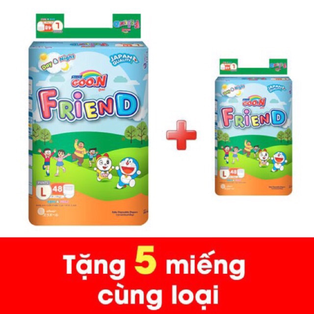 (Tặng gói bỉm Mini 5 miếng) Bỉm Goon Friend quần S62+5, M58+5, L48+5, XL42+5, XXL+5