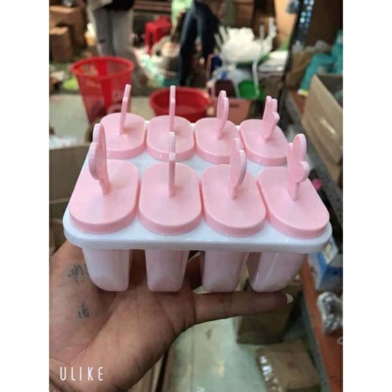 Bộ Khuôn Làm Kem 8 Ngăn Kèm Que