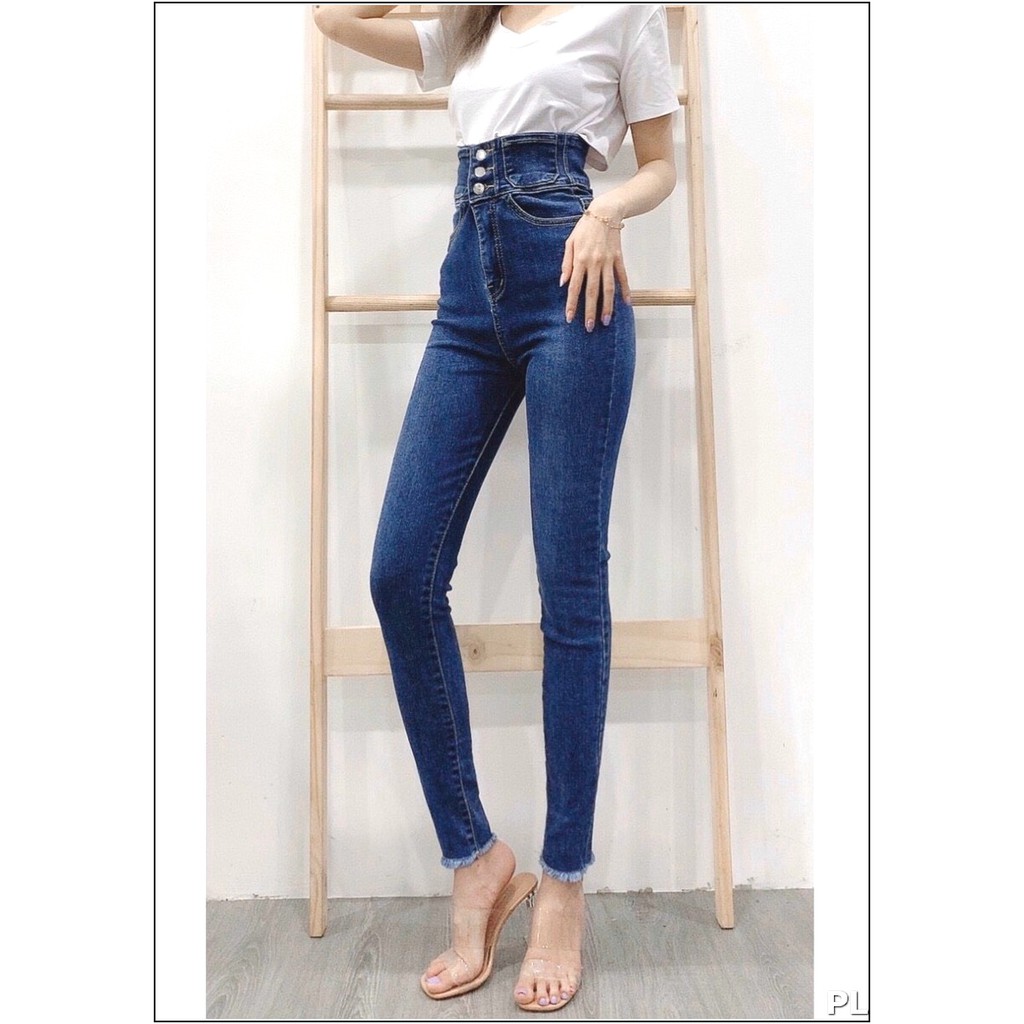 Quần jean nữ lưng siêu cao phối 3 CÚC TRƯỚC CÓ SIZE ĐẠI siêu hot trend m22-185 / 1 | BigBuy360 - bigbuy360.vn