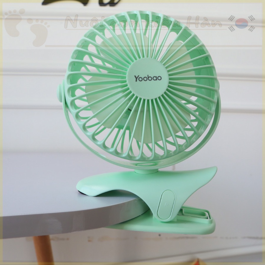Quạt Kẹp Tích Điện Mini Yoobao 6400mah kẹp Bàn, Xe đẩy, Nôi Cũi, Sử Dụng Phòng Ngủ, Đi Du Lịch