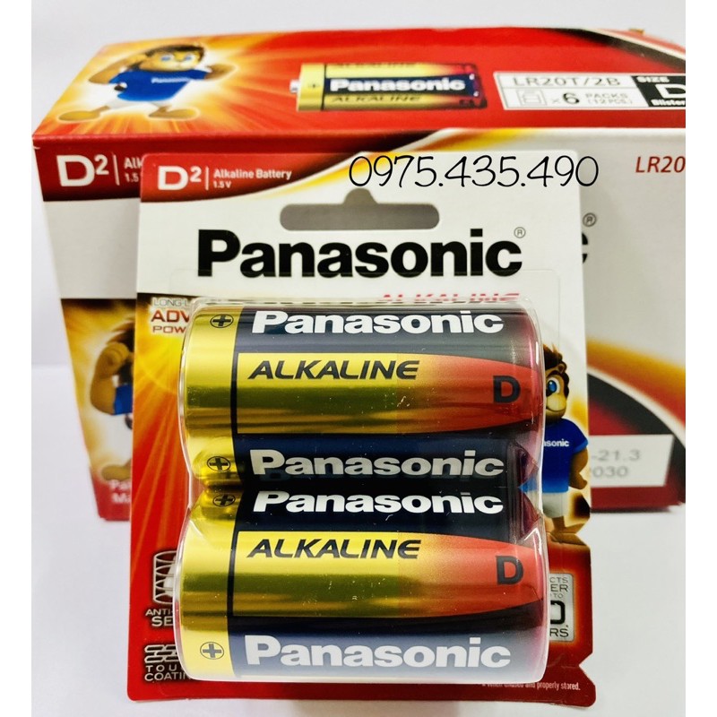 Vỉ 2 Viên Pin Đại Alkaline Panasonic LR20T/2B Made in Japan