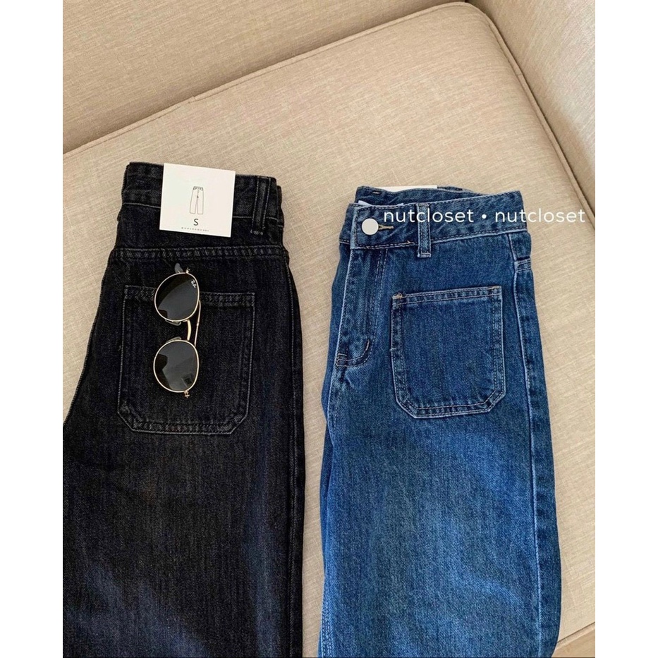 Quần Jean Nữ Ống Loe Đứng - Quần Bò Nữ Ống Loe Đứng Rộng Suông Co Giãn Jeans Cạp Cao