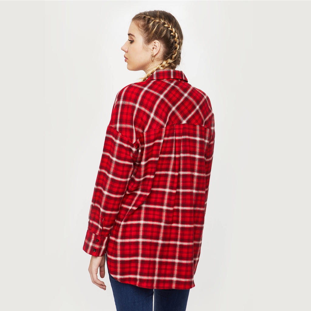 NINOMAXX Áo sơ mi caro nữ Tay Dài Sọc Kẻ Caro 1908040