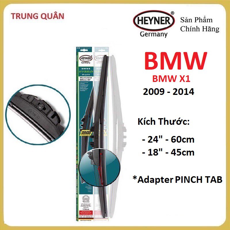 Cần Gạt Mưa BMW X1 2009 - 2014, Bộ gạt mưa mềm Heyner Germany Chính Hãng Cho BMW X1 2009 - 2014, Gạt