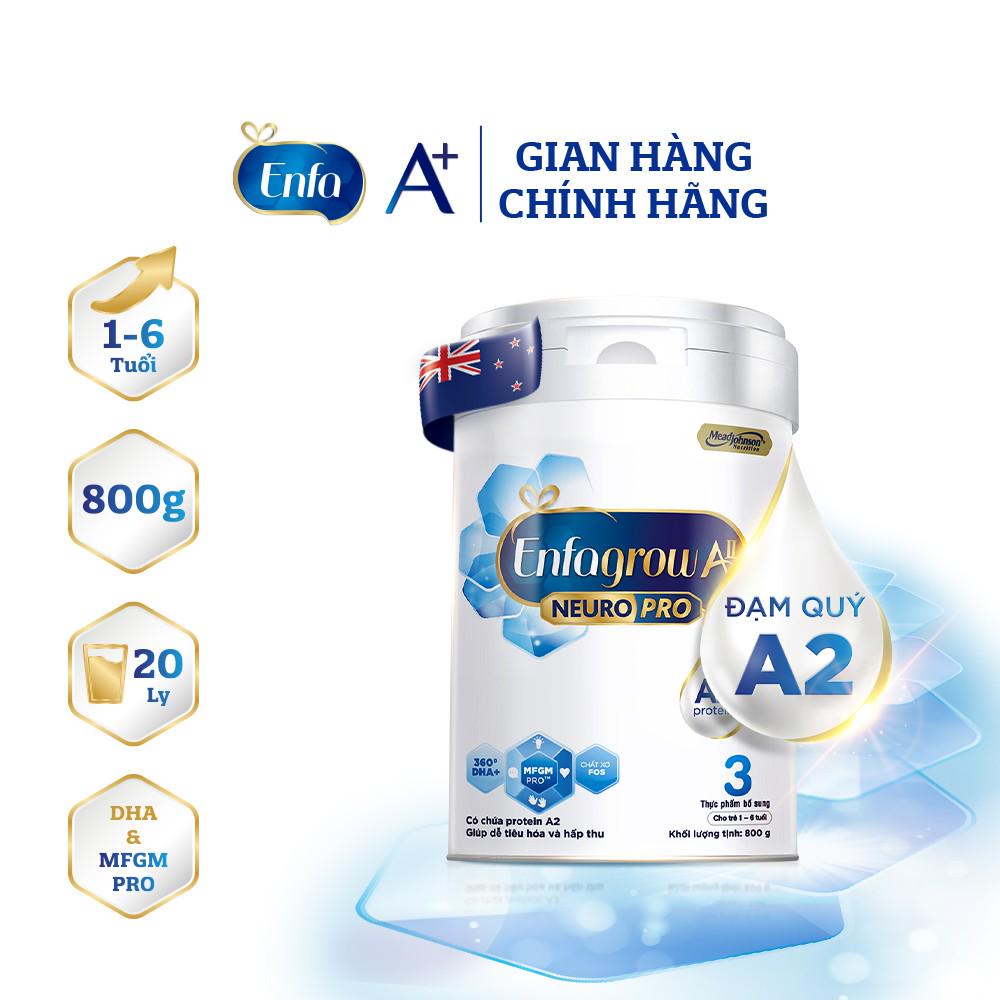 [Tặng Bò Sữa Bông Đáng Yêu] Bộ 1 Lon Sữa Bột Enfagrow A2 Neuropro 3 Cho Trẻ Từ 1 - 6tuổi – 800g