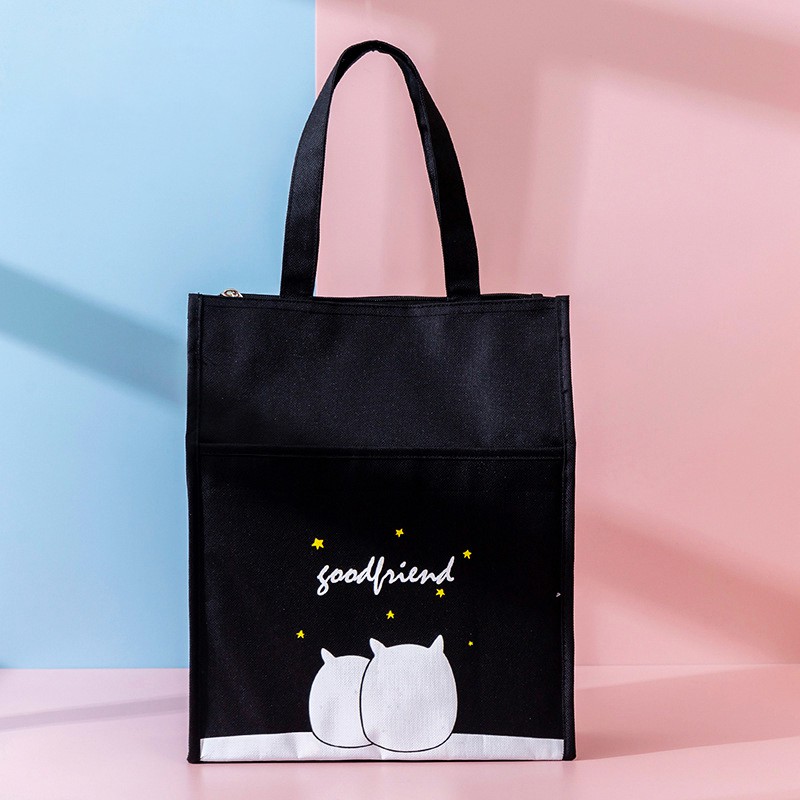 Túi Tote Cartoon style Hàn CAO CẤP - Có túi lưới đựng nước tiện lợi