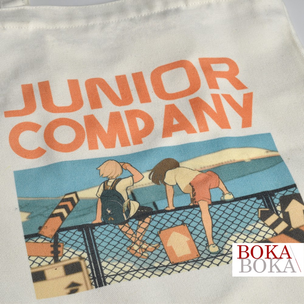 Túi Tote Vải Canvas In Hình Junior Company Có Khóa Miệng Túi