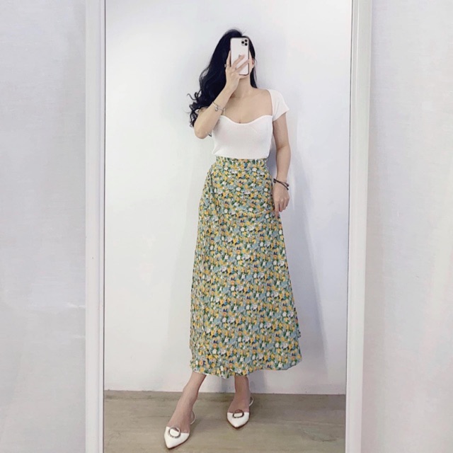 💕[Ong-Ong store]💕 Chân váy maxi hoa cạp chun sau, kèm quà tặng | BigBuy360 - bigbuy360.vn