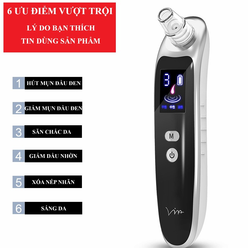 Máy hút mụn cầm tay, máy hút mụn cầm tay có đèn led, siêu tiện lợi, an toàn cho da mặt, bảo hành 1 năm