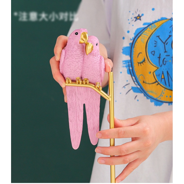 Tượng trang trí hình con vẹt cao cấp sang trọng- cặp vẹt decor trang trí phù hợp nhiều không gian phòng khách-cao 38cm