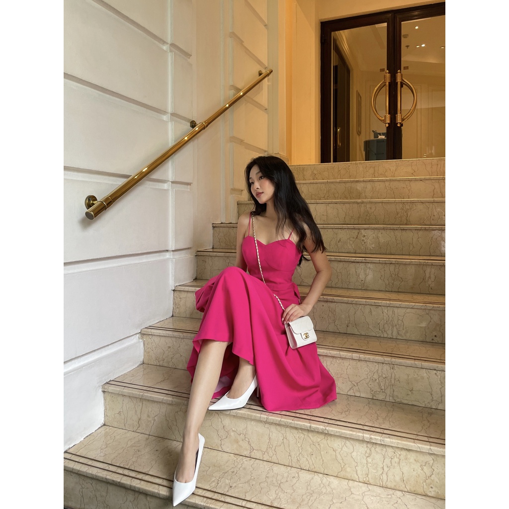 Váy 2 dây dài hồng sen HUONG BOUTIQUE HBV1216