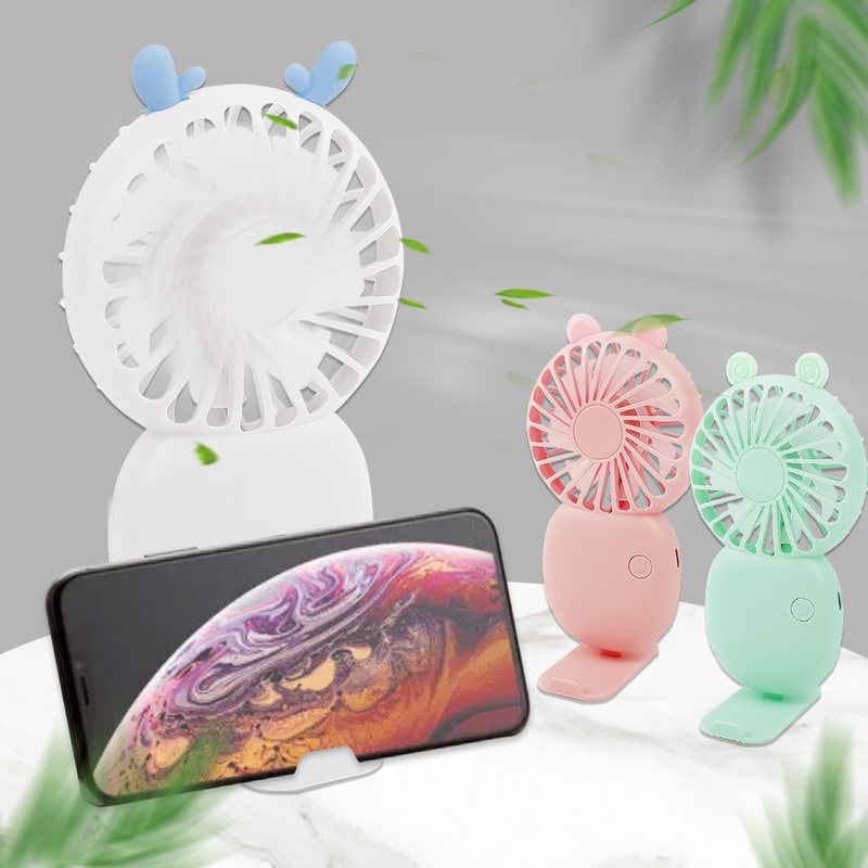 Quạt Cầm Tay Mini Có Cổng Sạc USB Và Giá Đỡ Điện Thoại 3 Kiểu Khác Nhau Mang Đi Du Lịch/Ngoài Trời