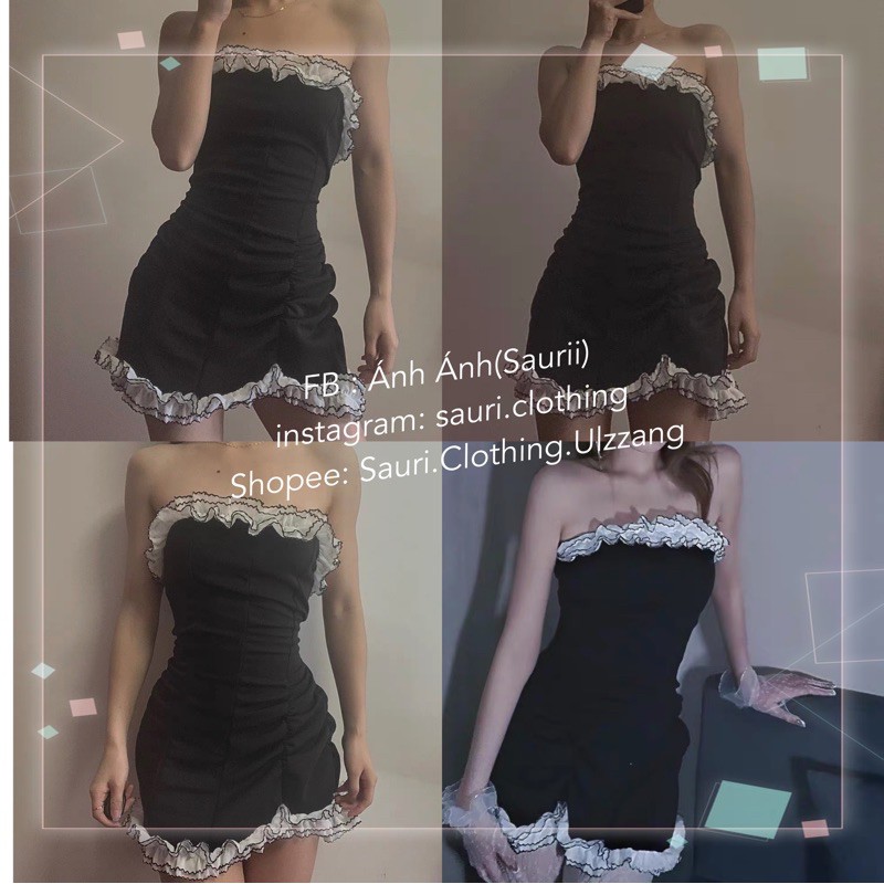 SẴN🖤Đầm ôm body quây bèo nhún sexy quyến rũ|Váy đi tiệc sang chảnh bèo lệch | BigBuy360 - bigbuy360.vn