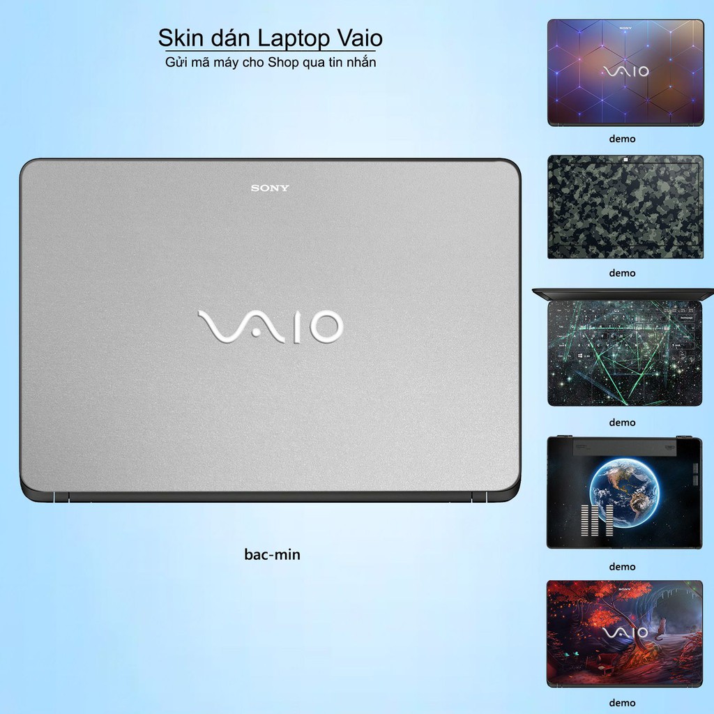 Skin dán Laptop Sony Vaio in hình Aluminum Chrome bạc mịn (inbox mã máy cho Shop)