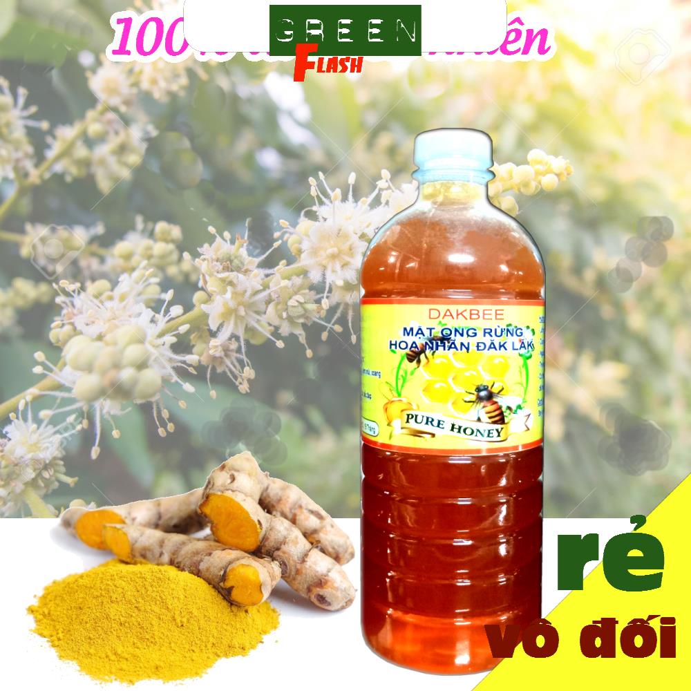 [COMBO] 1 LÍT Mật ong rừng hoa Nhãn - 50g Tinh bột nghệ - hỗ trợ điều trị chứng đau dạ dày[MD_DAKBEE]