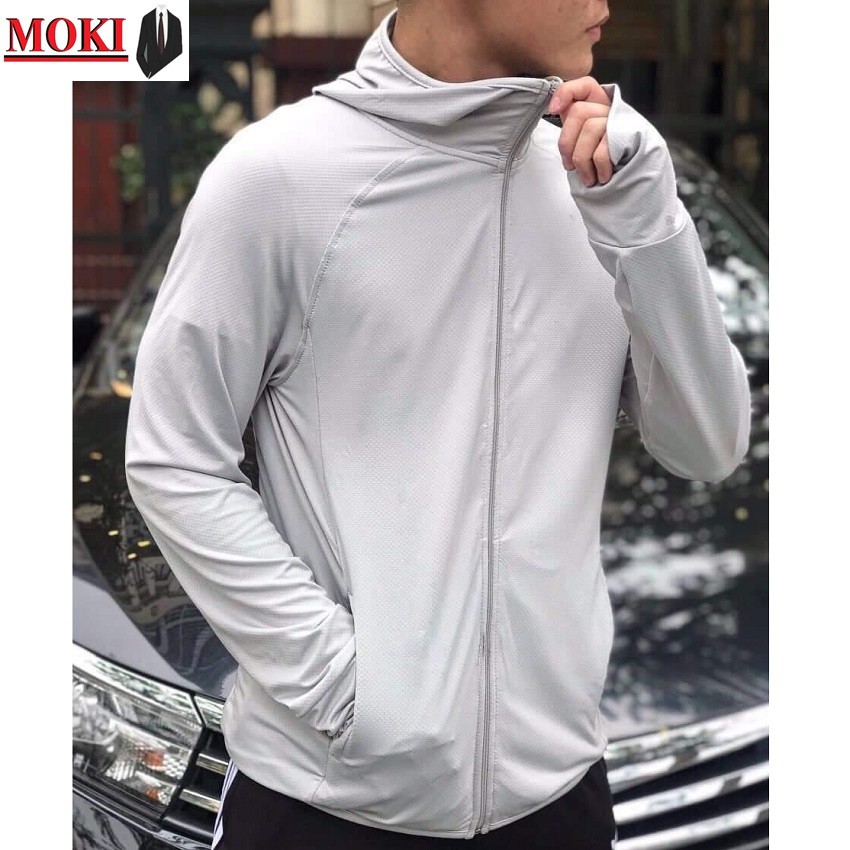Áo chống nắng nam MOKI chất vải thông hơi có mũ trùm, áo khoác nắng nam dài trùm tay | BigBuy360 - bigbuy360.vn