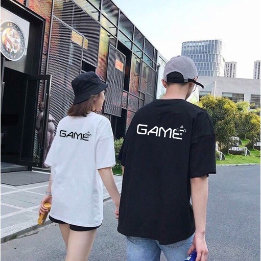 Áo phông nam nữ unisex GAME tay lỡ form rộng dáng oversize, áo thun nam nữ hai màu trắng đen basic