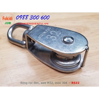 Ròng rọc inox đơn M32, tải trọng 32kg, chất liệu inox 304, chống rỉ sét, chống ăn mòn RS32