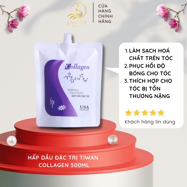 Hấp dầu Tiwan Collagen nuôi dưỡng và phục hồi tóc hư tổn 500ml Lamita Hair Spa - LS010