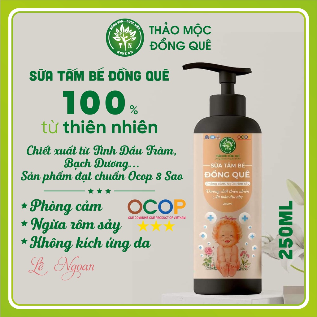 Sữa tắm gội cho bé Thảo mộc Đồng Quê phòng cảm, ngừa rôm sảy 250ML