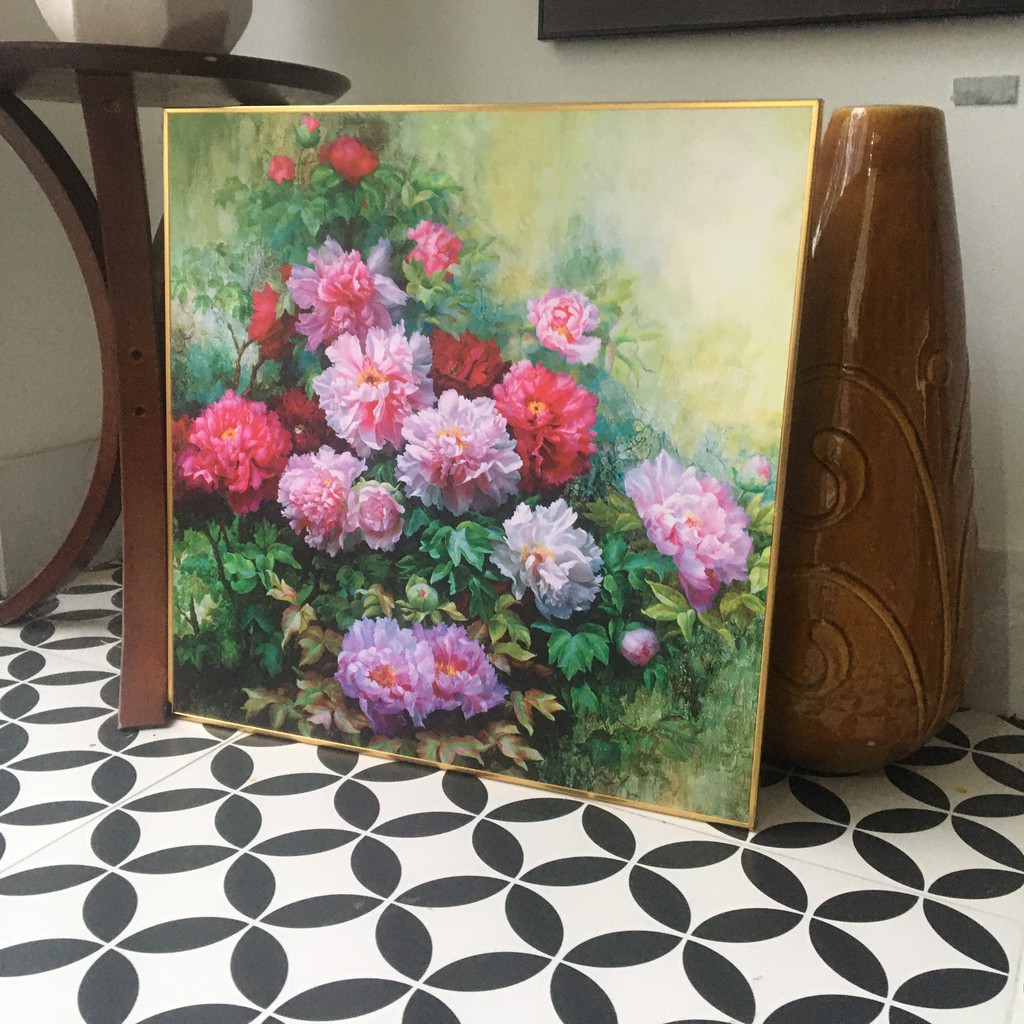 Tranh Hoa Mẫu Đơn , tranh in vải canvas kích thước 60x60cm