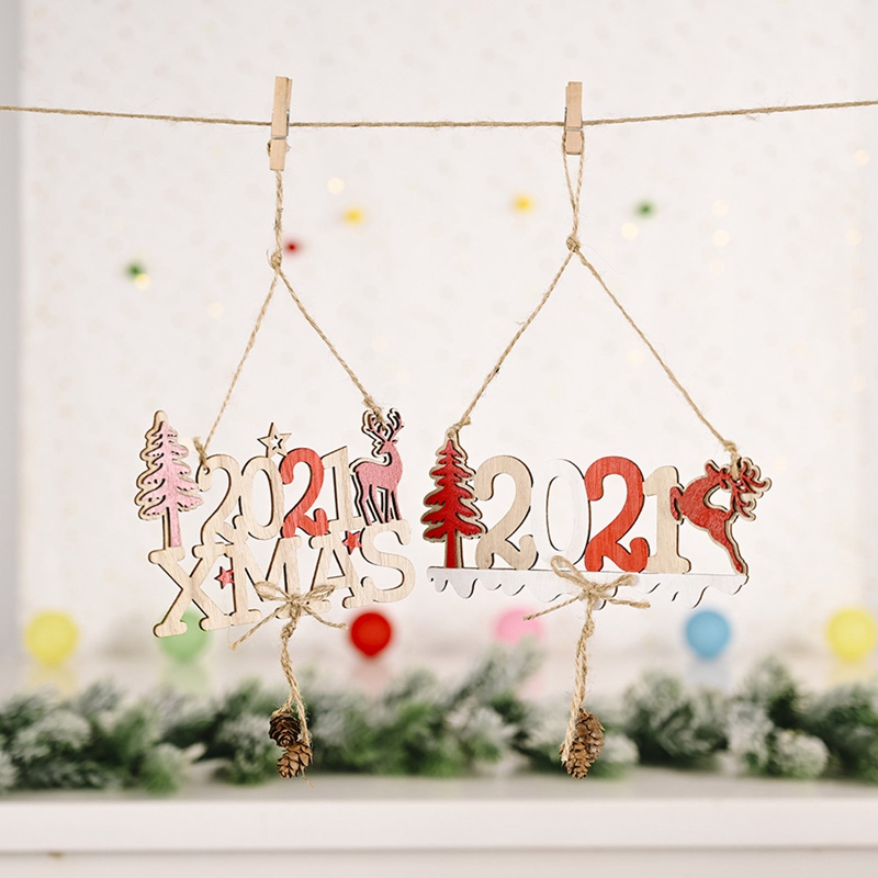 Fashion Hot Sale New product hot selling Christmas decoration 2021 letter card wooden pendant