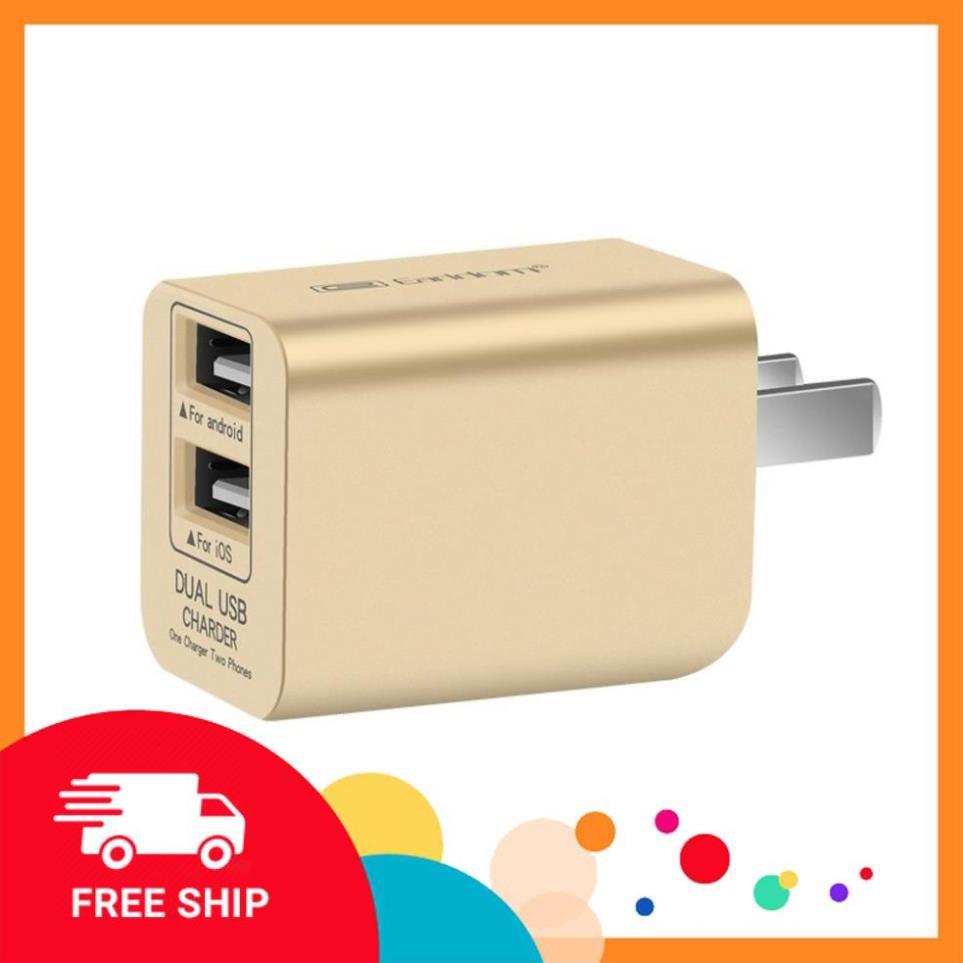 Củ Sạc Nhanh 2 Cổng Earldom ES-162  - Cốc Sạc Nhanh 2 Cổng Usb 2.4A -Hàng chính hãng bảo hành 12 tháng