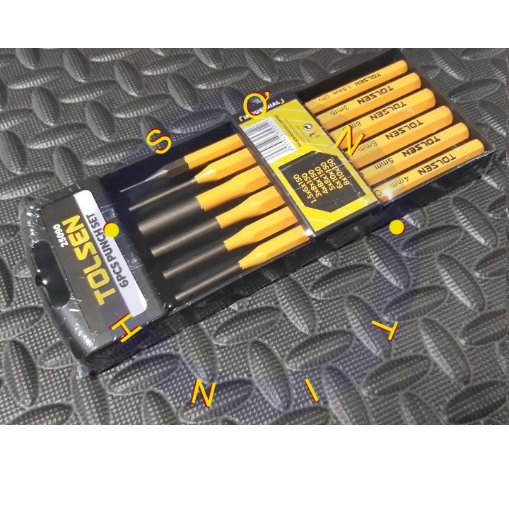 Bộ 6 Mũi Đục Tròn 1.5mm - 8mm Dài 150mm Punch TOLSEN 25090