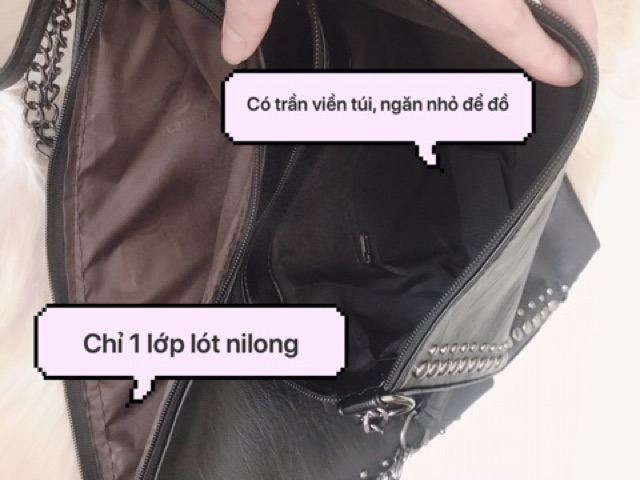 [SẴN - Loại 1 có clip so sánh] Túi tote da mềm đeo vai, đeo chéo đinh tán quai xích Hàn Quốc, vừa A4 - P025