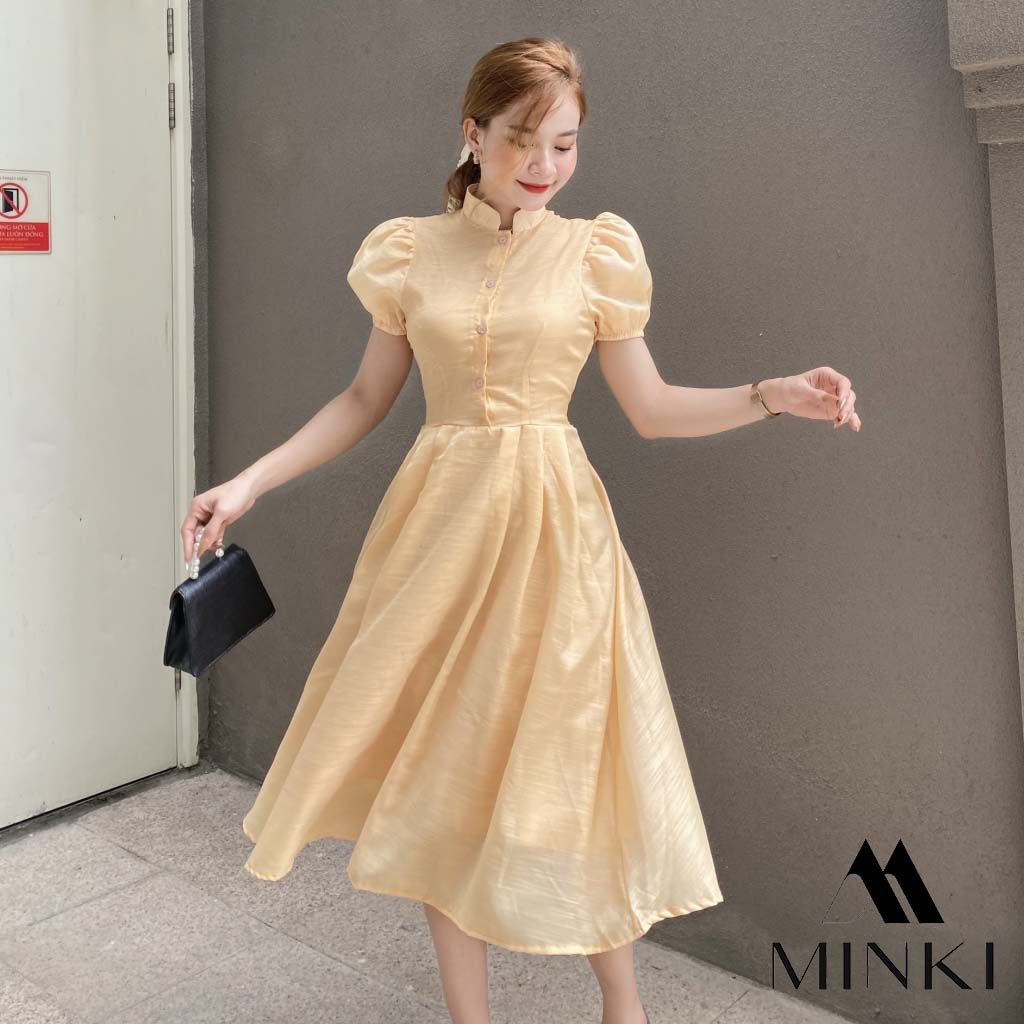 🌸 ĐẦM NUDE CỔ TRỤ TAY BÚP - CHẤT LIỆU CAO CẤP - MÀU NUDE TIỂU THƯ | BigBuy360 - bigbuy360.vn