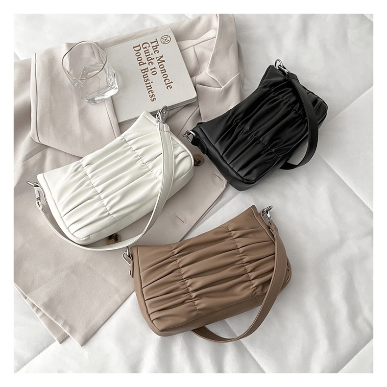 Túi Đeo Vai / Kẹp Nách 2 Ngăn Màu Trắng Phối Dây Xích Thời Trang Cho Nữ IELGY