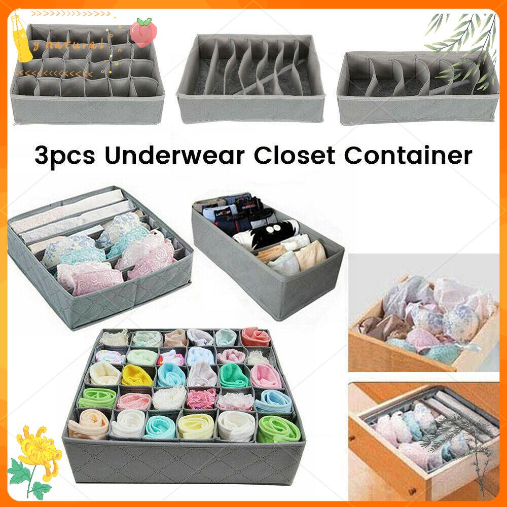 Set 3 hộp đựng đồ lót/vớ nhiều ngăn tiện lợi
