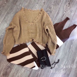 Set váy body + áo len