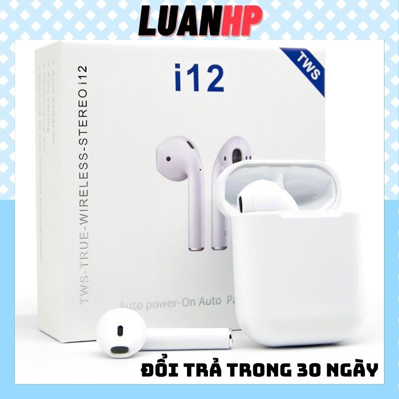 Tai Nghe Bluetooth Không Dây i12 TWS Hàng Chuẩn Loại 1 Từ Nhà Máy + Vỏ Bảo Vệ Tai Nghe Airpod 2 Case Pro-- LuanHP