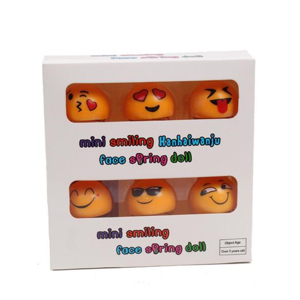 Set 6 thú nhún Emoji dễ thương dạng lò xo để trang trí