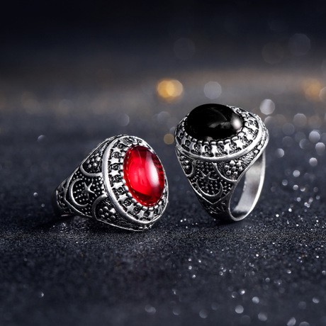 Nhẫn Đính Đá Ruby Hình Trăng Sao Sang Trọng Cho Nữ