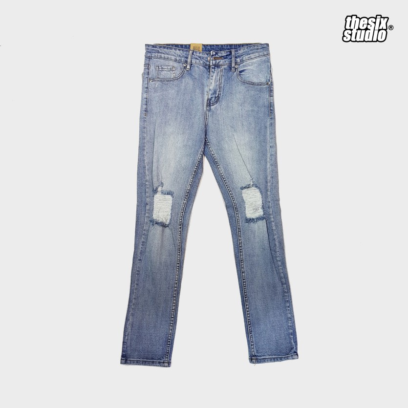 Quần jean nam xanh rách gối - vết rách lớn Quần jean nam skinny Chất jean co giãn [#HT895R] | BigBuy360 - bigbuy360.vn