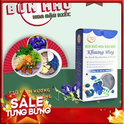 [Free Ship] Bún Khô Hoa Đậu Biếc Khương Huy - Bún Gạo Hoa Đậu Biếc- Chỉ 3 Phút Nấu Không Cần Ngâm  - Bún Sạch Khương Huy